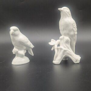 Two White Porcelain Bird Figurines Parrot Is Vintage Gerold Western Germany